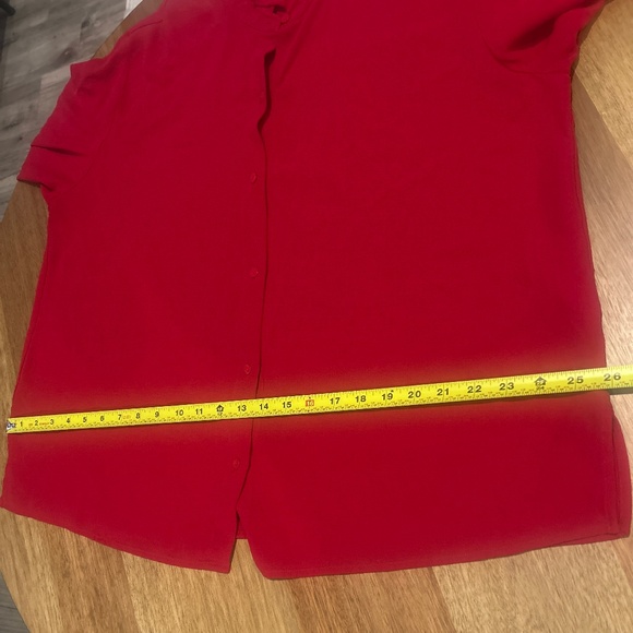 Eileen Fisher Silk Georgette Crepe Classic Collar Shirt Color Red Size Large - Picture 11 of 12